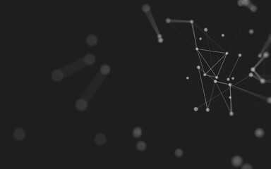 Abstract background. Molecules technology with polygonal shapes, connecting dots and lines. Connection structure. Big data visualization.