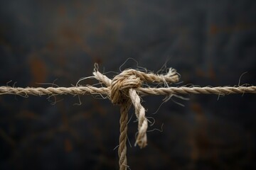 A Close-Up of a Tightly Tied Rope Knot Against a Dark Background