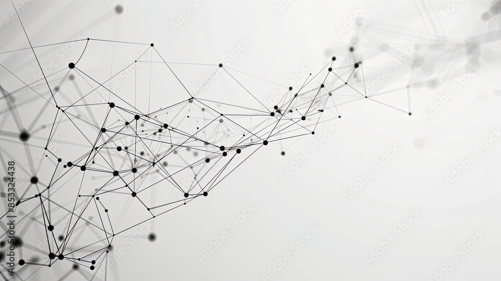 Poster abstract geometric network of interconnected lines and dots on a white background