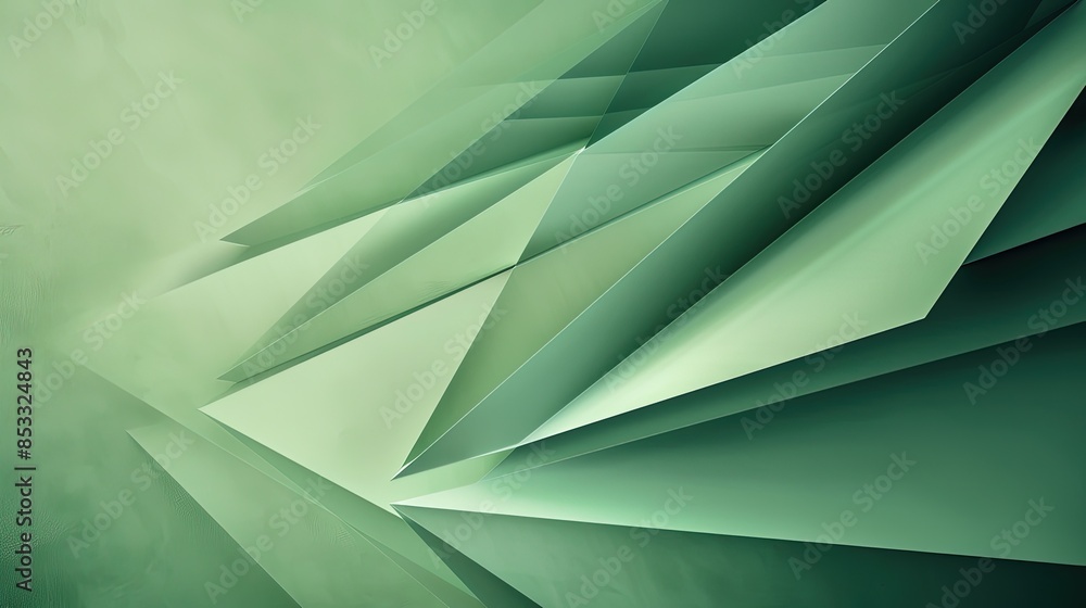 Poster gradient green background with layered, pointed shapes converging to a corner