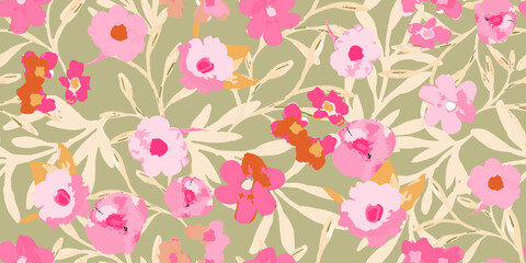 Watercolor Floral gentle tiny flowers with branches pattern. Could be used For Dress, wallpapers, print, gift wrap and scrapbooking.