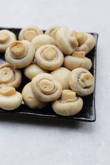 Champignon mushrooms in brine. Canned champignon mushrooms whole
