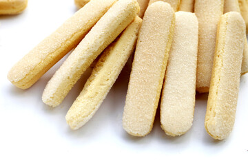 Sponge finger cookies, Italian savoiardi biscuit snack
