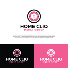 Fototapeta premium Home security and camera setups logo sign