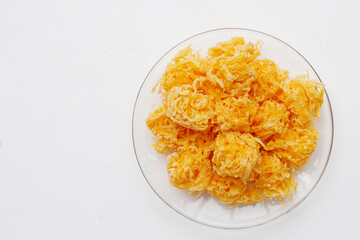 Thai crispy flossy sweet Eggs floss (Foi Thong Krob)