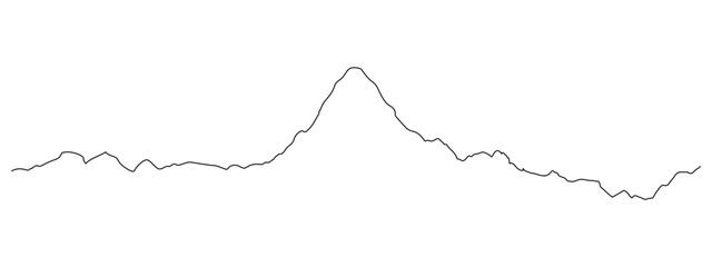 Mountain range with peak or summit in line art vector