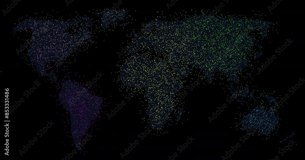Poster Grid, connectivity and digital map of planet for future technology, cyber infrastructure and earth on black background. Information, web communication and global network for data on dark wallpaper