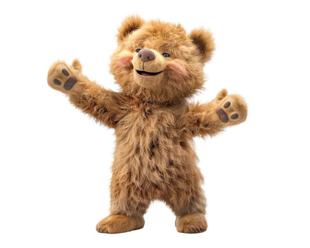 un ours en peluche debout qui tend les bras vers l'avant comme pour faire un c&acirc;lin - isol&eacute; sur fond transparent