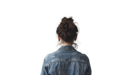 Person turned back on white background