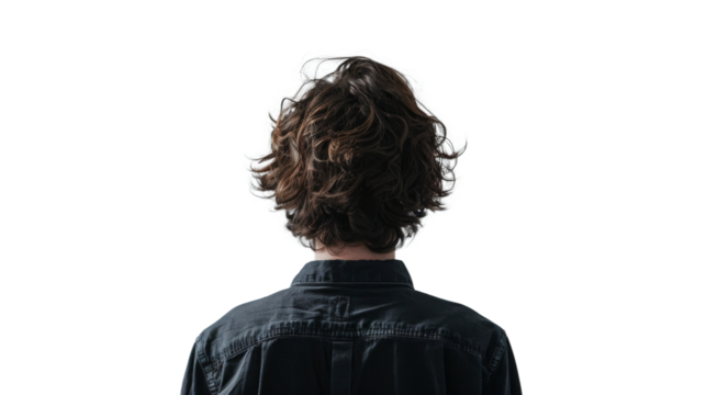 Person turned back on white background