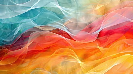 Abstract Background with Wavy Lines in Red, Orange, and Blue