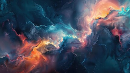 Abstract Background: Swirling Nebulae of Blue and Orange