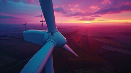 Overhead drone shot of Wind Turbine, sunrise - 6