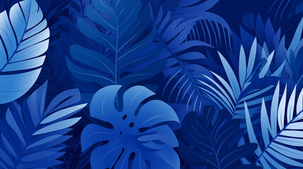 Dark Blue Jungle Foliage Art