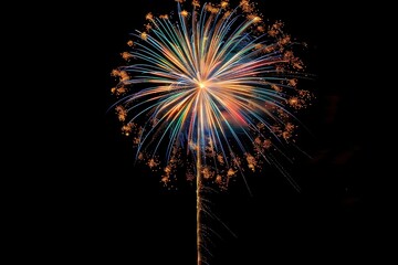 A fireworks display is lit up in the night sky