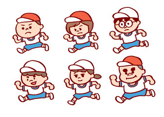 赤組と白組対抗のコミカルでかわいい子どもたちの運動会