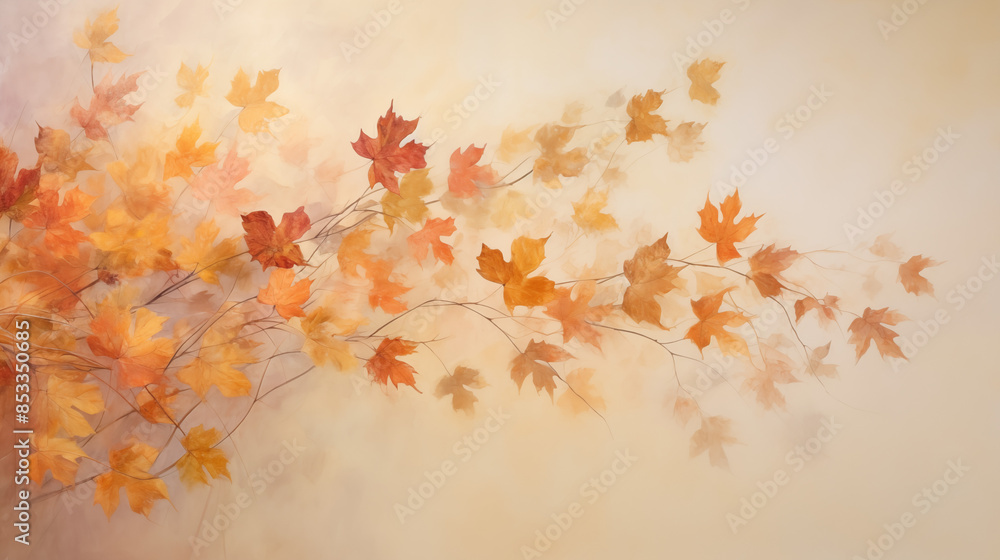 Sticker Graceful Autumn Leaves in a Gentle Breeze