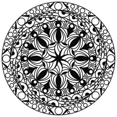 Abstract style painting, Painting for coloring, Black line drawing, Doodle style drawing, Black line art without a definite shape as a circle, With white background, Art, Mandala.