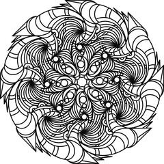 Abstract style painting, Painting for coloring, Black line drawing, Doodle style drawing, Black line art without a definite shape as a circle, With white background, Art, Mandala.