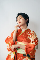 着物を着た女性のポートレート　成人式　着付け