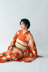 Fototapeta premium 着物を着た女性のポートレート 成人式 着付け