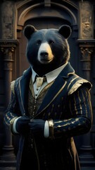 A black bear dressed in a Renaissance-style suit,  Generative AI