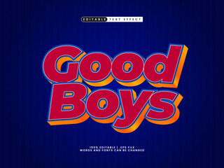 good boys editable text effect in kids and funny text style