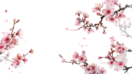 Pink blossom of a tree on white background