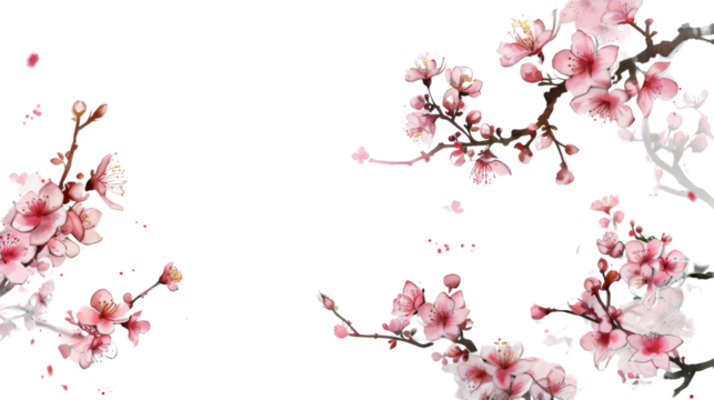 Pink blossom of a tree on white background
