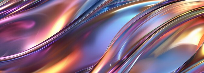 Iridescent metallic shape background. Metallic background