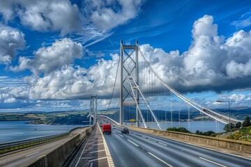 Fototapeta premium Forth Road Bridge near Queensferry, Scotland, UK 