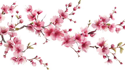 Pink blossom of a tree on white background