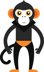 Cute Monkey Cartoon Vector Illustration On White Background.