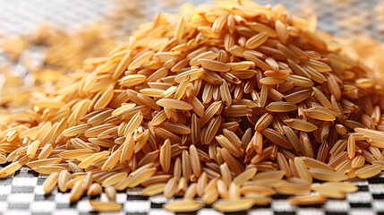  uncooked brown rice grains, showcasing their natural texture and earthy tones, isolated on transparent background., 