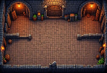 asset for a bit pixel platform mobile game,dirt grass wood tree bush stone dungeon castle background rpg