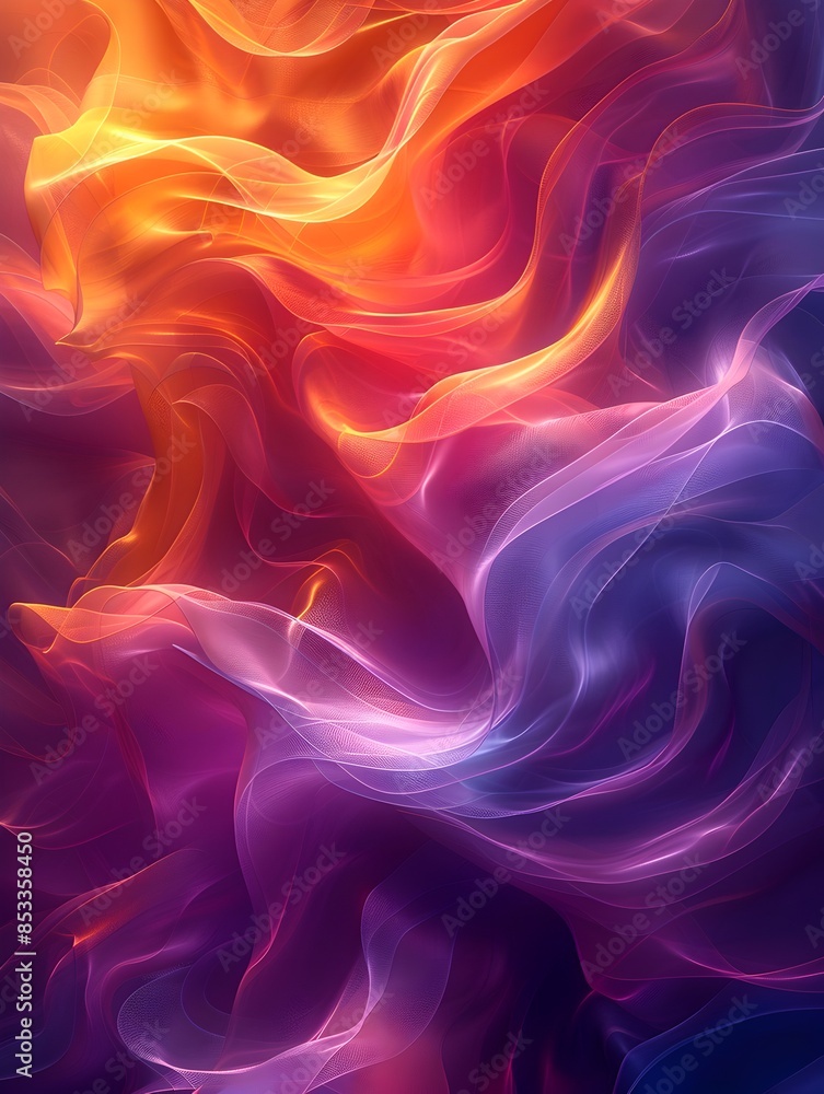 Poster captivating spectral flows vibrant curved waves of luminescent color and light