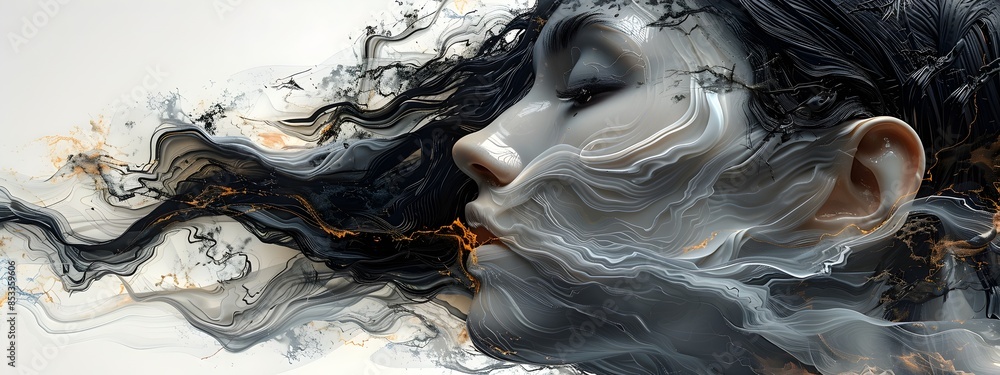 Aufkleber surreal dreamlike abstract with overlapping brushstrokes and distorted patterns
