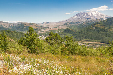 North America, Washington State, Pacific Northwest, Skamania County. Mount St. Helens or Louwala-Clough is an active stratovolcano.