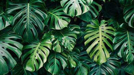 Lush, Tropical-looking Foliage of a Monstera Plant