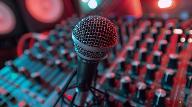 Microphone live performance top view emphasizing use in live sound environments cybernetic tone Vivid