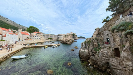 City of Dubrovnik Croatia with city walls streets and harbor