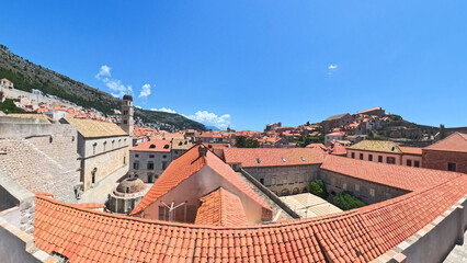 City of Dubrovnik Croatia with city walls streets and harbor