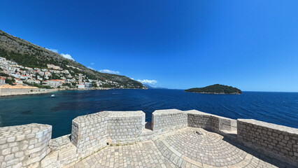 City of Dubrovnik Croatia with city walls streets and harbor