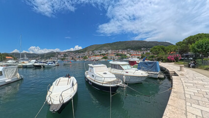 City of Dubrovnik Croatia with city walls streets and harbor