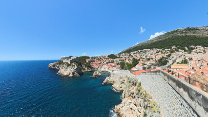 City of Dubrovnik Croatia with city walls streets and harbor