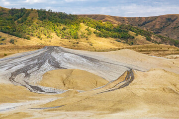 Romania, Buzău County, Berca. Geological ,botanical reservation Vulcanii Noroioși de la Paclele...