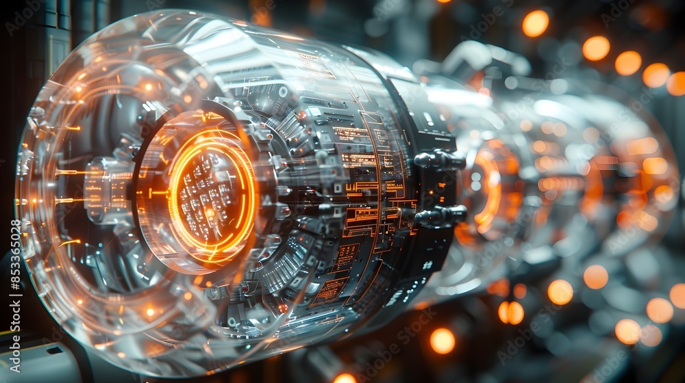 Aufkleber cutting edge neural network processing hub with crystalline futuristic design