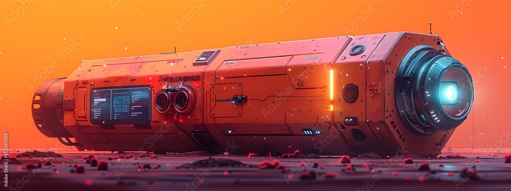 Poster hyper intelligent surveillance unit with geometric casing and holographic readouts