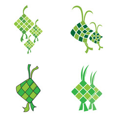 Ketupat or rice dumpling asian traditional food vector design