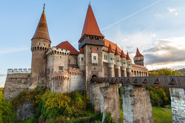 Europe, Romania, Hunedoara. Corvin Castle, Gothic-Renaissance castle, one of the largest castles in Europe.